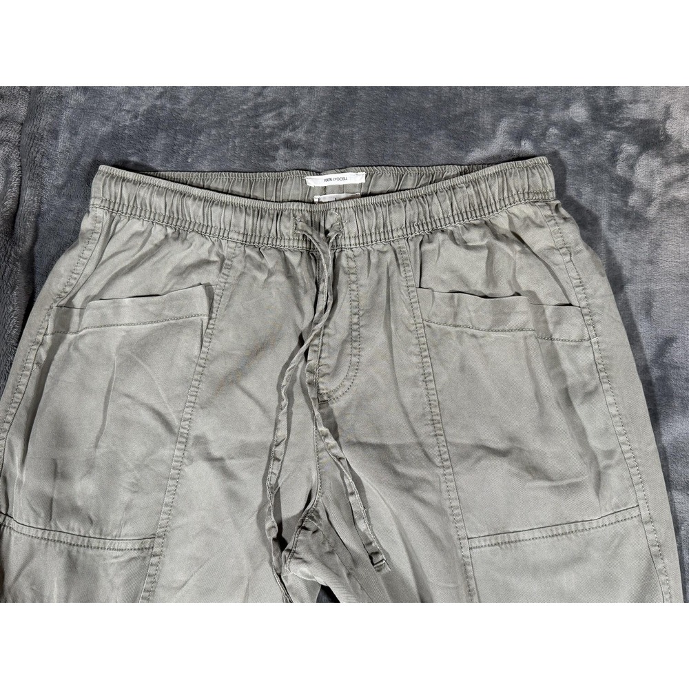 Nicole Miller Pants Womens Medium Green-Gray Jogger Cargo Pockets Elastic Waist - Picture 2 of 8